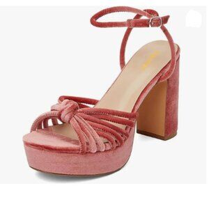 Pazzion Red Platform Open Toe Ankle Strap Buckled Sandals Knots Chunky Shoes